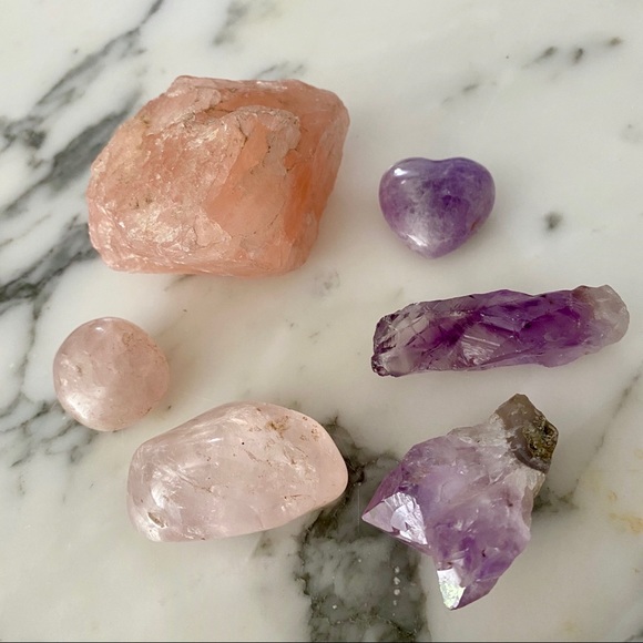 Other - 6 Assorted Crystals Rose Quartz and Amethyst